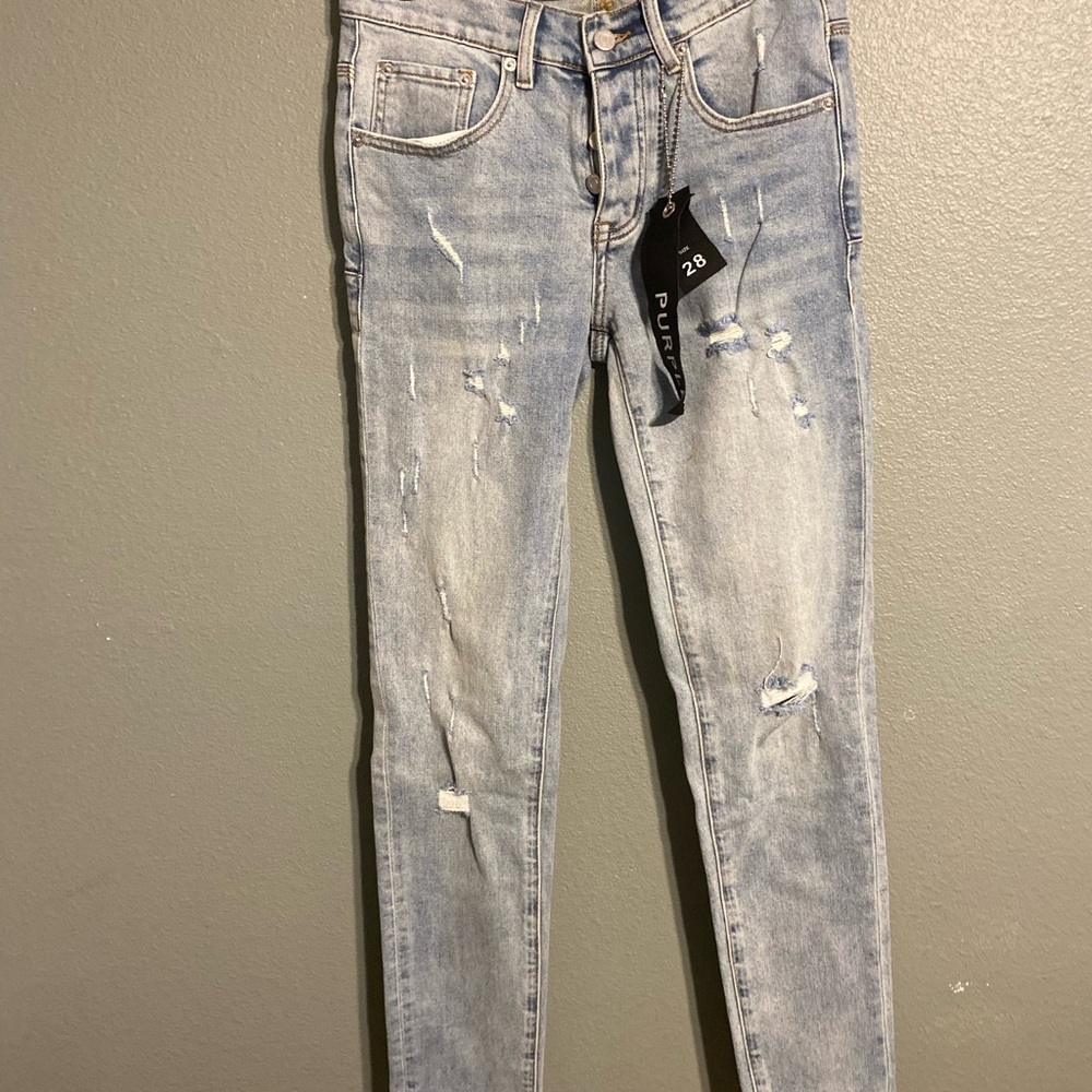 Pur Blue Skinny Jeans Distressed Style